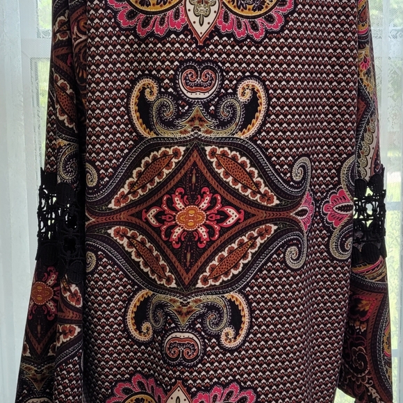 Boho Hippie Vibes Paisly Blouse 1X - Picture 5 of 7